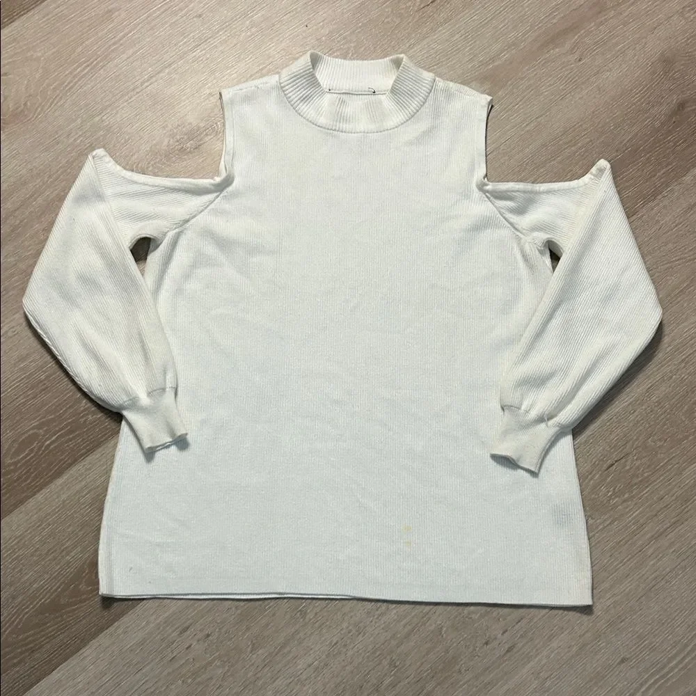 White Cold Shoulder Sweater